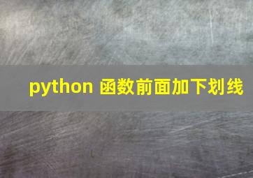 python 函数前面加下划线